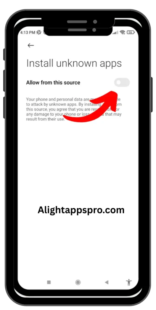 install unknown apps option for downloading AM Mod APK