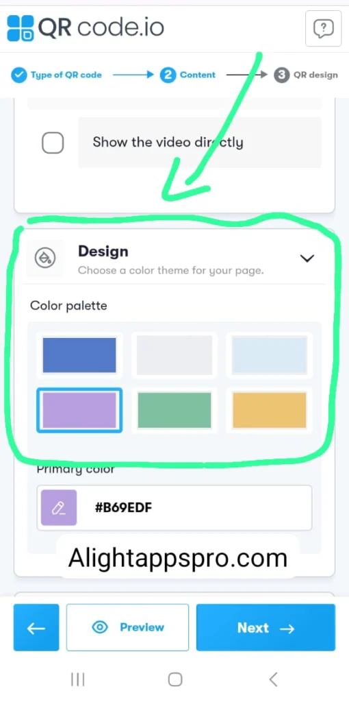Design Color palette of your Qr code